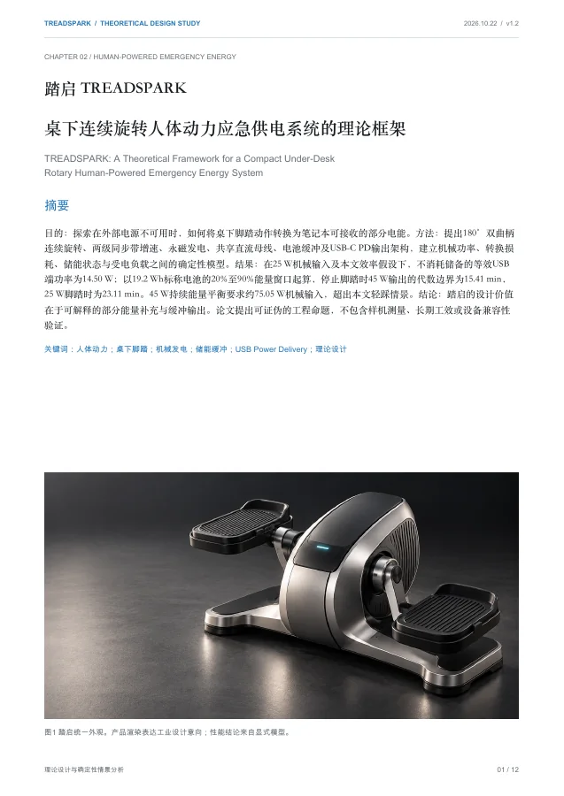 Human-powered backup energy paper cover (Chinese)